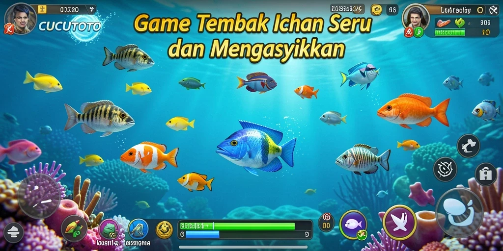Tangkapan layar gameplay <strong>CUCUTOTO</strong> yang menampilkan aksi seru menangkap ikan.