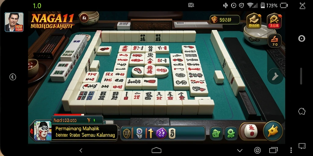 Screenshot gameplay NAGA11 menampilkan aksi seru permainan Mahjong.