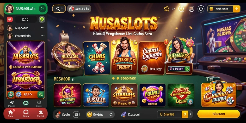 Screenshot NUSASLOTS menampilkan dealer langsung dan interaksi pemain.