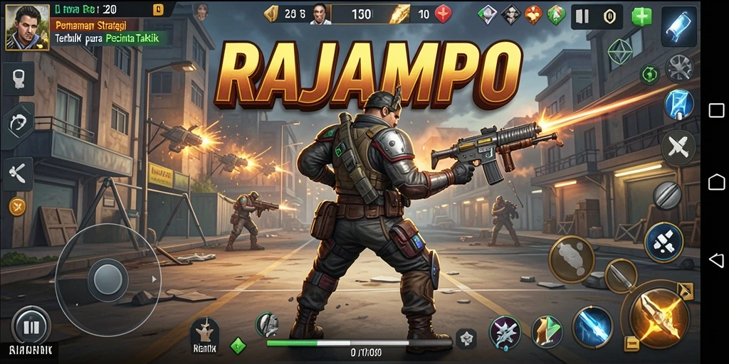Tangkapan layar gameplay RAJAMPO menunjukkan pertempuran strategis yang mendebarkan.