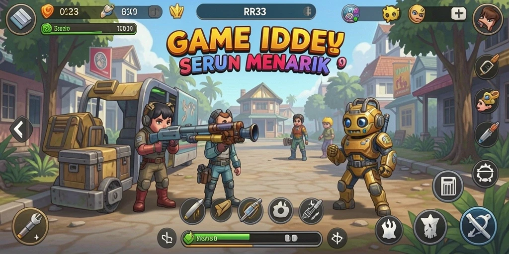 Tampilan gameplay RR33 yang menarik dan penuh warna dalam genre Idle.
