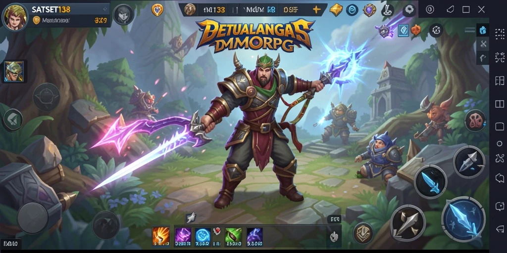 Tampilan gameplay SATSET138 yang menampilkan aksi seru dalam dunia MMORPG.