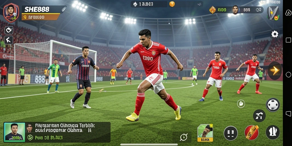 Tampilan screenshot utama SHE888 menunjukkan aksi seru dalam permainan olahraga.